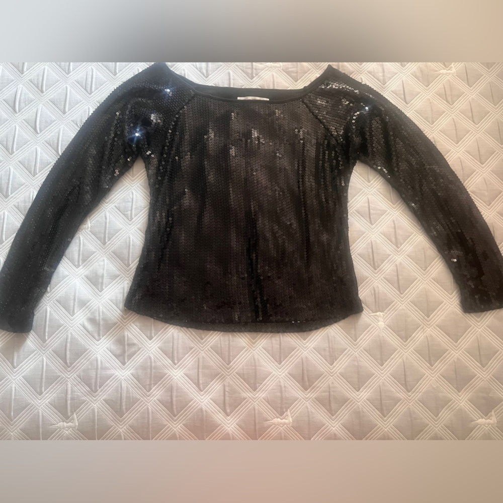 Luxe Shimmering Black Sequin Blouse